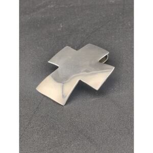 Vintage Large Solid Sterling Silver 925 Cross Pendant - Handmade in Mexico - 13g